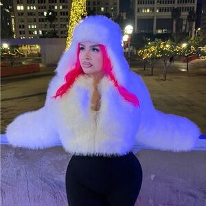 fashion Nova White fur coat